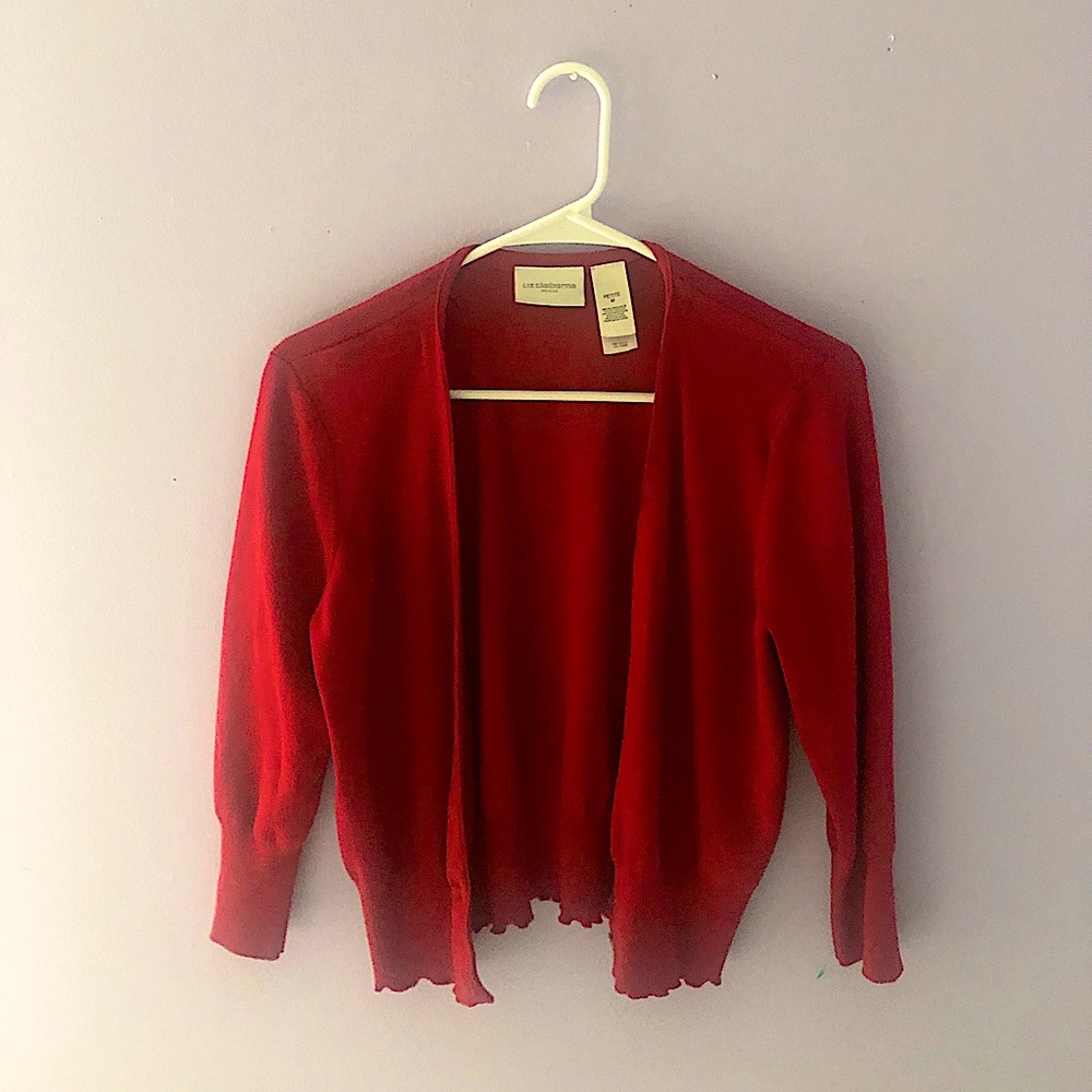 red cardigan
